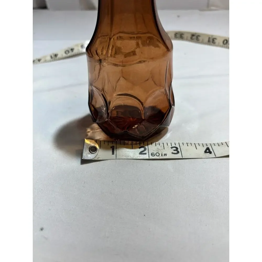 Vintage Amber Glass Vase with Floral Pattern
